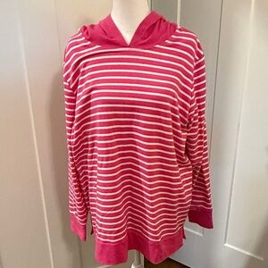 Belle Kim Gravel Womens Pink White Stripped Hoodie Size 1X Vibrant Cozy